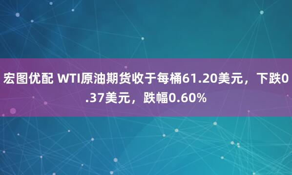 宏图优配 WTI原油期货收于每桶61.20美元，下跌0.37美元，跌幅0.60%